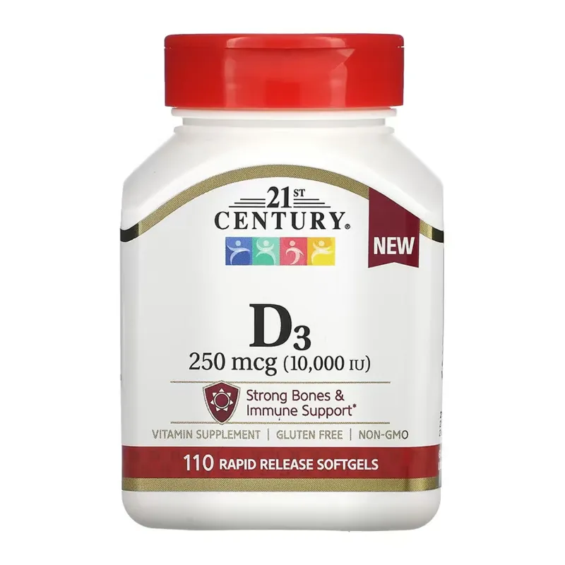 Витамин Д3, D3 250 mcg (10,000 IU) - 110 softgels
