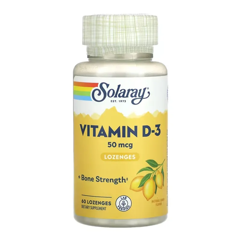 Вітамін D3 50мкг Solaray (Vitamin D-3) — 60 льодяників