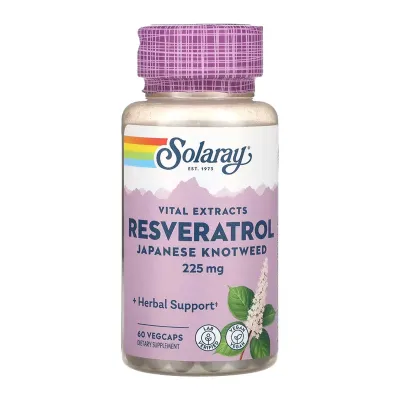 Ресвератрол 225мг Solaray (Triple Strength Resveratrol) — 60 веганських капсул