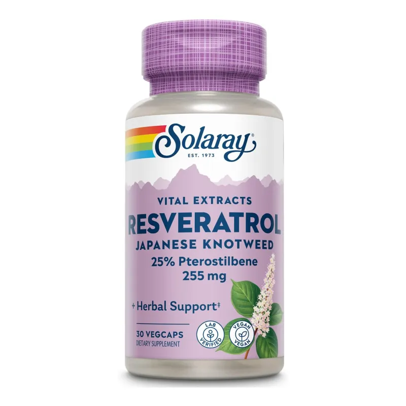 Ресвератрол 250мг Solaray (Super Resveratrol with Pterost) — 30 веганських капсул