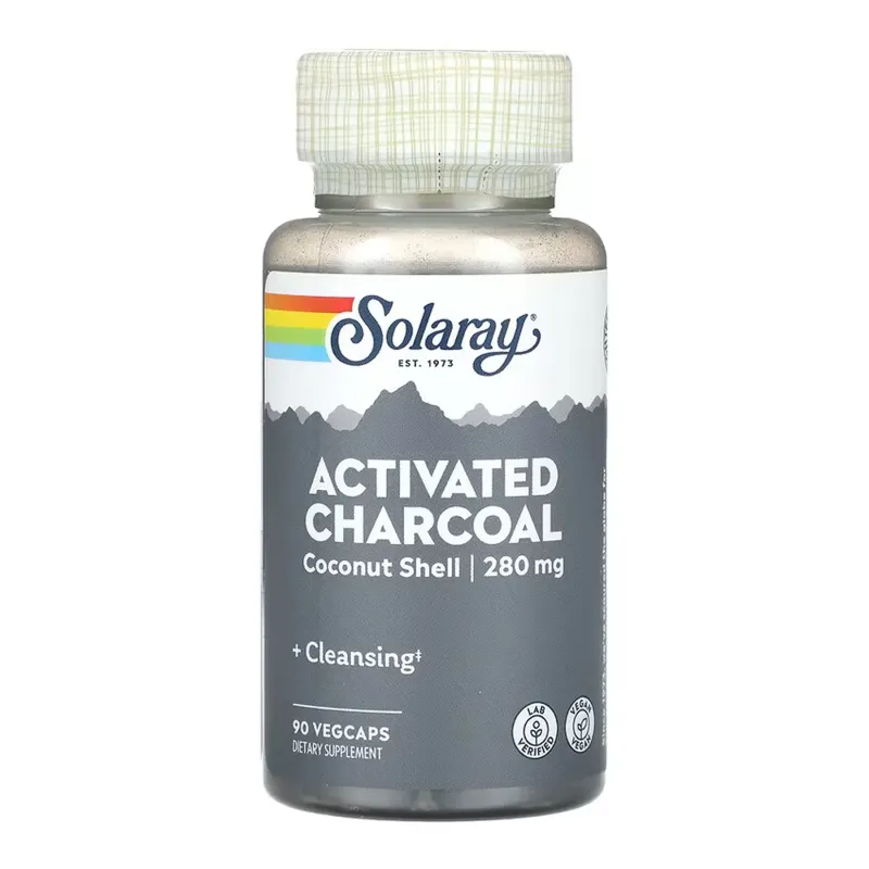 Активоване вугілля 280мг Solaray (Activated Charcoal, Coconut) — 90 веганських капсул