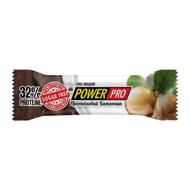 Протеїновий батончик Power Pro (Bar Nutella 32%) — 20×60 г, without sugar macadamia