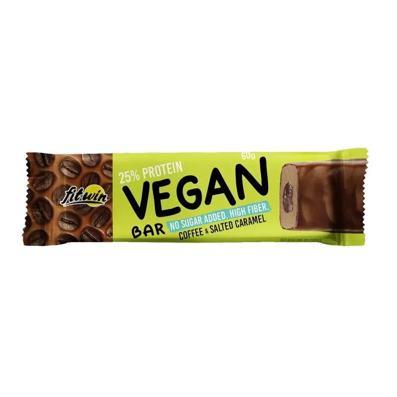 Протеїновий батончик FitWin (Vegan Bar) — 12×60 г, coffee і солона карамель
