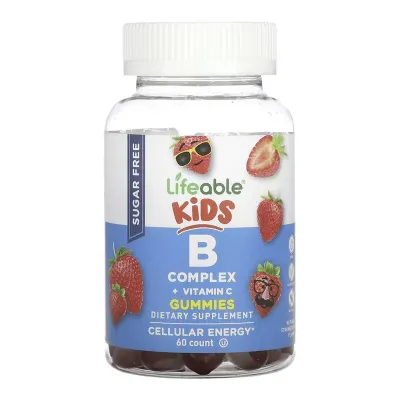 Комплекс вітамінів групи Б з вітаміном С (без цукру), B Complex + Vitamin C Kids Sugar Free - 60 gummies