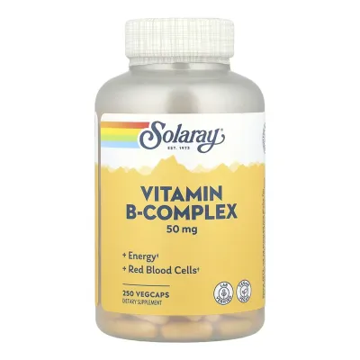 Вітаміни групи B-50 для нервової системи та енергії Solaray (Vitamin B-Complex 50) — 250 вегетаріанських капсул