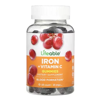 Залізо Lifeable (Iron + Adult) — 60 gummies, для імунітету