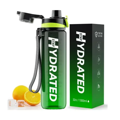 Пляшка Brave (Hydrated Water Bottle) — 1000 мл, tritan green black