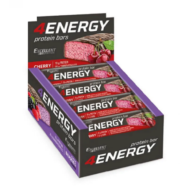 Протеиновые батончики, 4 ENERGY - 24 x 40g Cherry