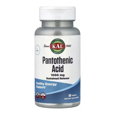 Пантотенова кислота тривалого вивільнення 1000 мг KAL (Pantothenic Acid Sustained Release) — 50 таблеток