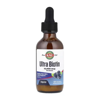 Біотин 10000мкг KAL (Ultra Biotin) — 59 мл, ягідний мікс, для волосся, шкіри та нігтів