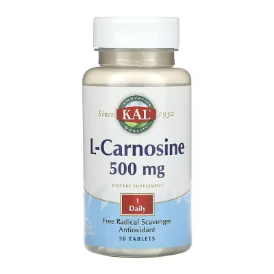 Омолоджуючий антиоксидант Л-Карносин 500 мг KAL (L-Carnosine) — 30 капсул