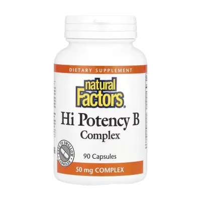 Високоефективний комплекс вітамінів групи B 50 мг Natural Factors (Hi Potency B Complex) — 90 капсул