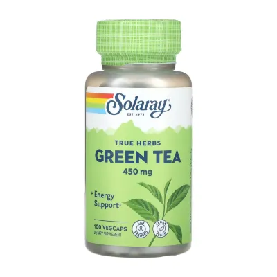 Зелений чай 450мг Solaray (Green Tea Leaf) — 100 веганських капсул