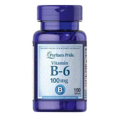 Вітамін Б-6, Vitamin B-6 (Pyridoxine Hydrochloride) 100mg - 100tabs