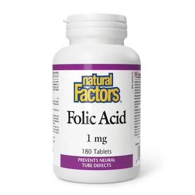 Фолієва кислота 1мг Natural Factors (Folic Acid) — 180 капсул