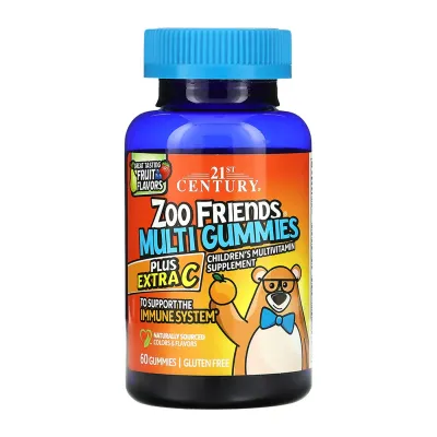 Дитячі мультивітаміни, Zoo Friends Multi Gummies Plus Extra C - 60 gummies
