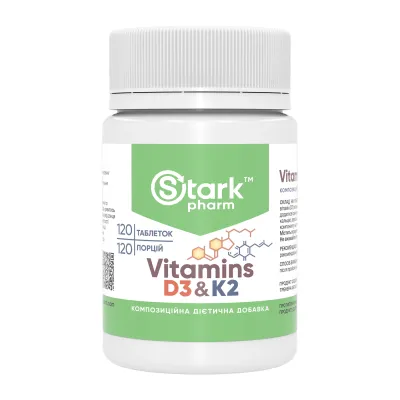 Вітамін D3 + K2, Vitamin D3 & K2 - 120 tabs