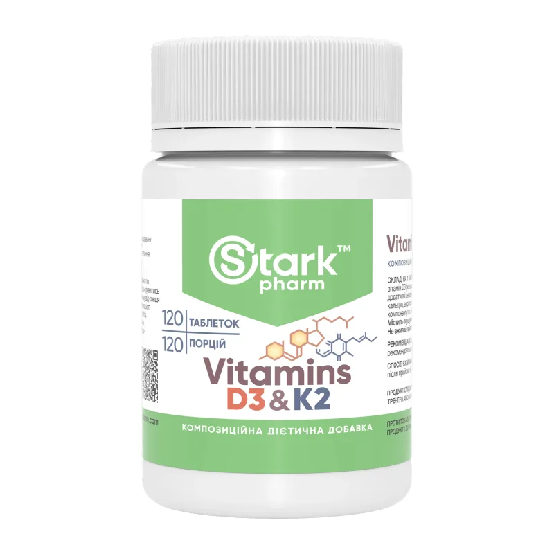 Вітамін D3 + K2, Vitamin D3 & K2 - 120 tabs