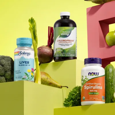 Очищення організму BODY REST, Chlorofresh® Liquid 16 oz Unflavored + Spirulina 500 mg 200 tabs + Liver Blend SP-13 100 vcaps