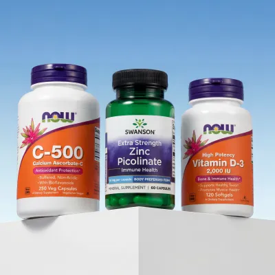 Сильний імунітет Power, C-500 Ascorbate 250 vcaps + VIT D-3 2000IU - 120 sgels + Zinc Picolinate Body Preferred Form 50mg 60 caps