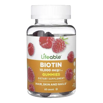 Біотин 10,000 мкг Lifeable (Biotin) — 60 gummies, для волосся, шкіри та нігтів