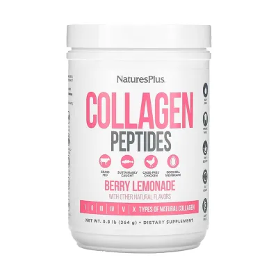 Колаген Nature's Plus (Peptides) — 364 г, ягідний лимонад, для суглобів і шкіри