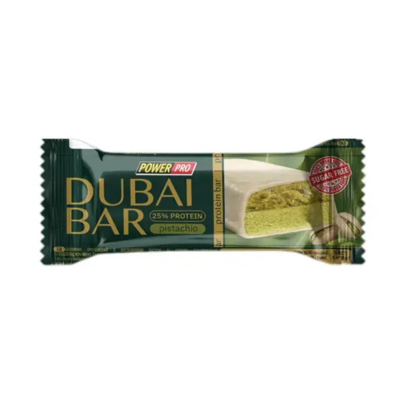 Протеїновий батончик Power Pro (Dubai Bar 25% Sugar free) — 10×50 г, фісташка