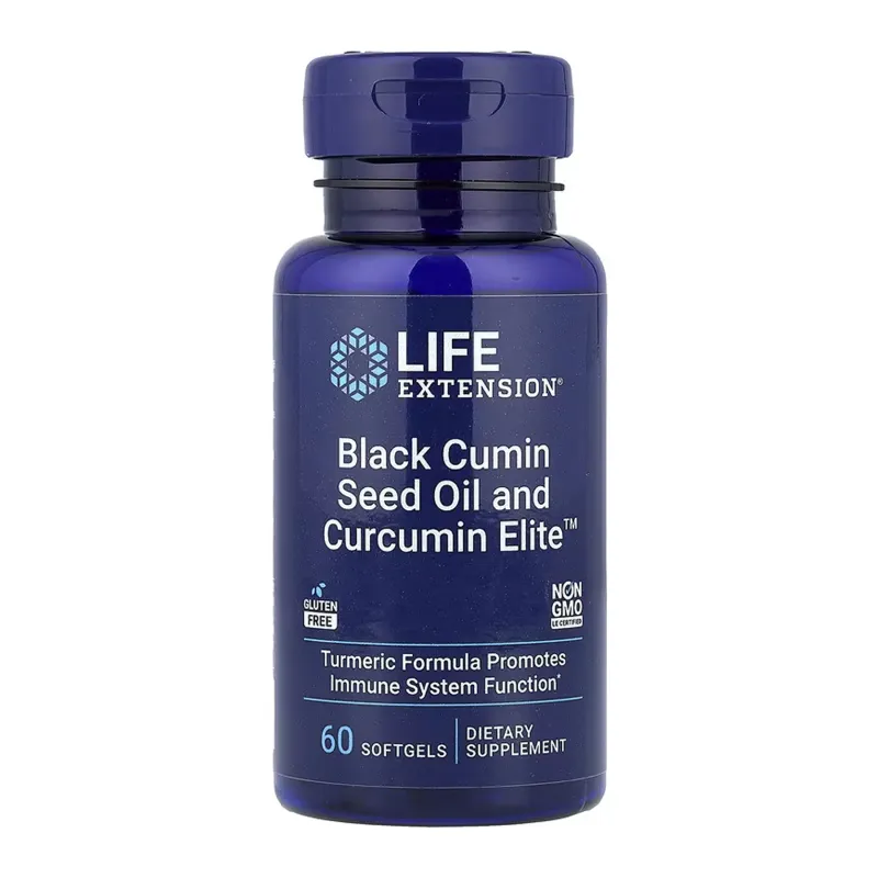 Масло черного тмина и Куркумин Элит Life Extension (Black Cumin Seed Oil and Curcumin Elite) - 60 мягких капсул. (До 12.26)