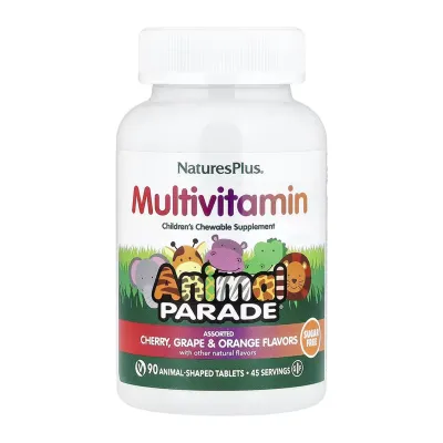Дитячі мультивітаміни, Nature's Plus Animal Parade®, Multivitamin, Children's Chewable Supplement - 90 tabs Cherry, Grape & Orange