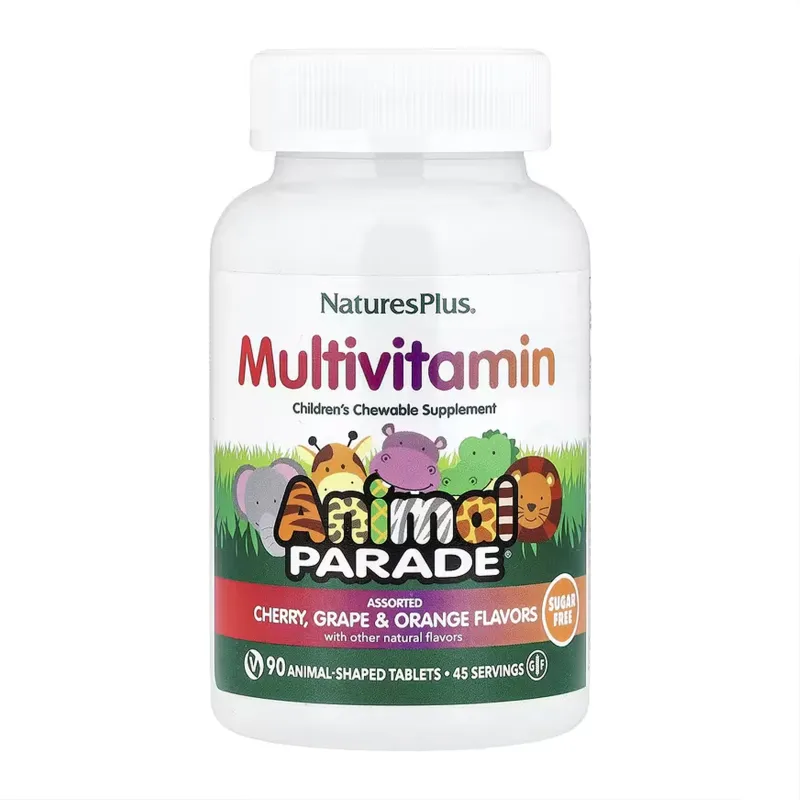 Дитячі мультивітаміни, Nature's Plus Animal Parade®, Multivitamin, Children's Chewable Supplement - 90 tabs Cherry, Grape & Orange