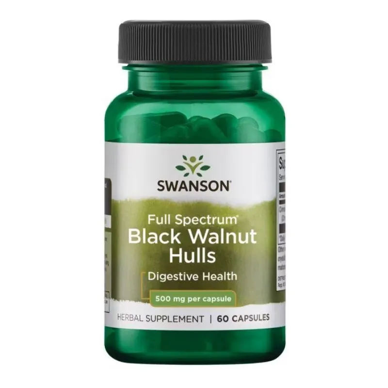 Чорний горіх 500 мг Swanson Black Walnut Hulls Full Spectrum — 60 капсул