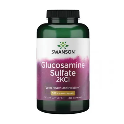 Глюкозамин 500мг Swanson (Glucosamine Sulfate 2KCI) - 250caps, для суставов и кожи