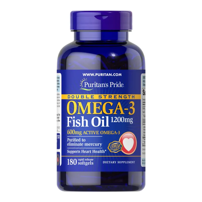 Омега-3, Double Strength Omega-3 Fish Oil 1200 mg/600 mg -180 Softgels