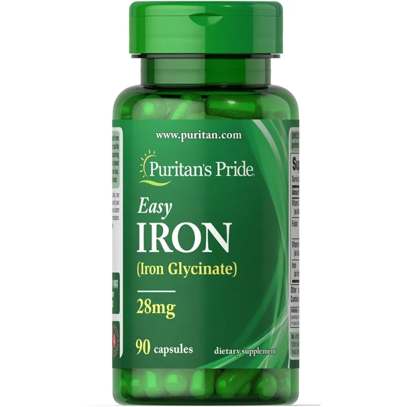 Железо, Easy Iron 28 mg (Iron Glycinate) - 90 Capsules
