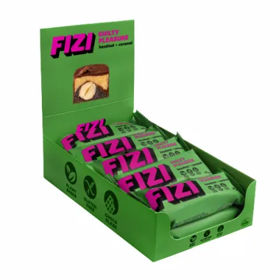 Протеиновые батончики, FIZI Chocolate Bar - 10х45g Hazelnut-Caramel
