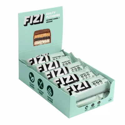 Протеиновый батончик (FIZI Chocolate Bar) – 10×45 г, кокос cookie-almond