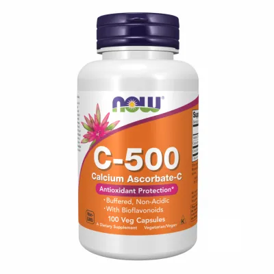 Вітамін C Now Foods (C-500 Ascorbate) — 100 веганських капсул