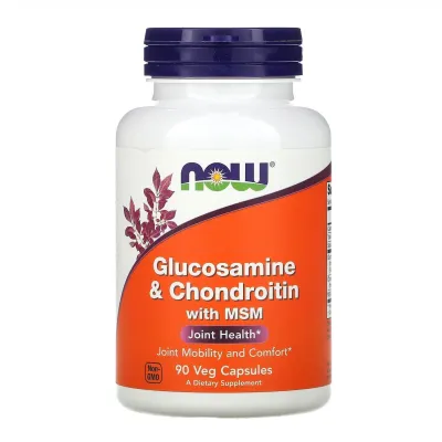 Глюкозамин Now Foods (Glucosamine & Chondroitin with MSM) – 90 веганских капсул, для суставов и кожи