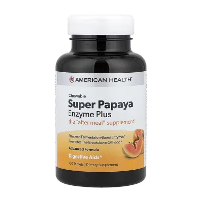 Травні ферменти з папаєю, Super Papaya Enzyme Plus Chewable - 180 tabs