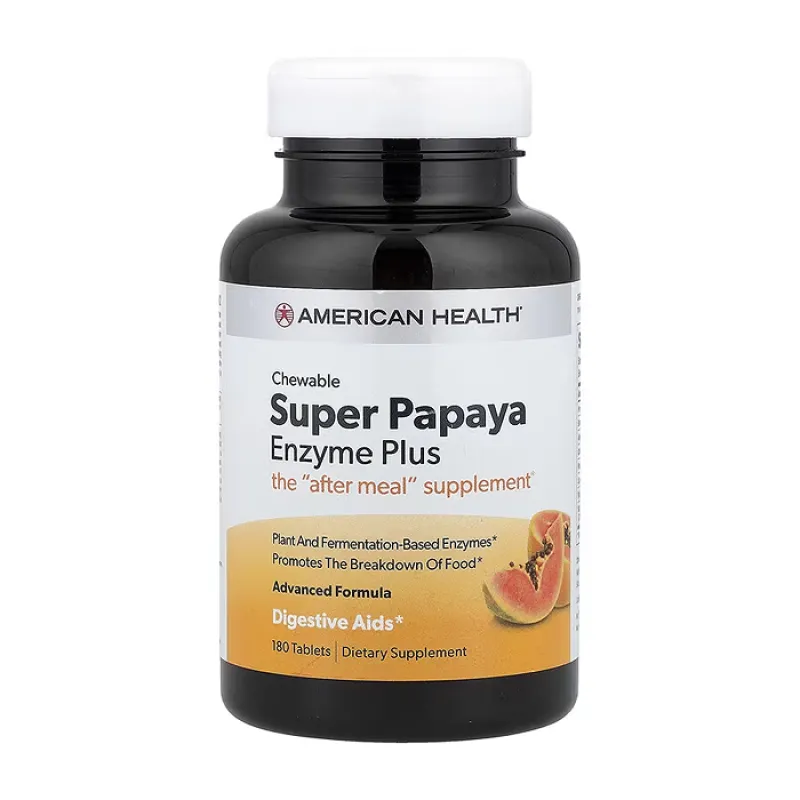 Травні ферменти з папаєю, Super Papaya Enzyme Plus Chewable - 180 tabs
