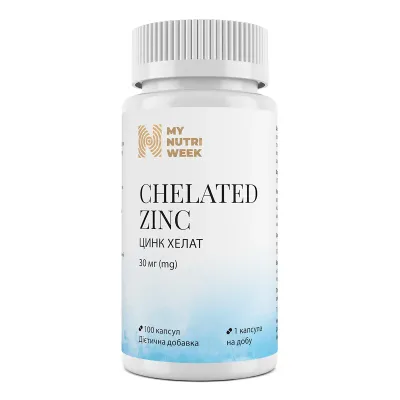Хелат Цинку, Chelated Zinc 30 mg - 100 caps