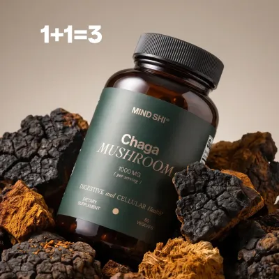 🔥Акція | 1+1 = 3 | Chaga Mushroom 1000 mg - 60 vegcaps