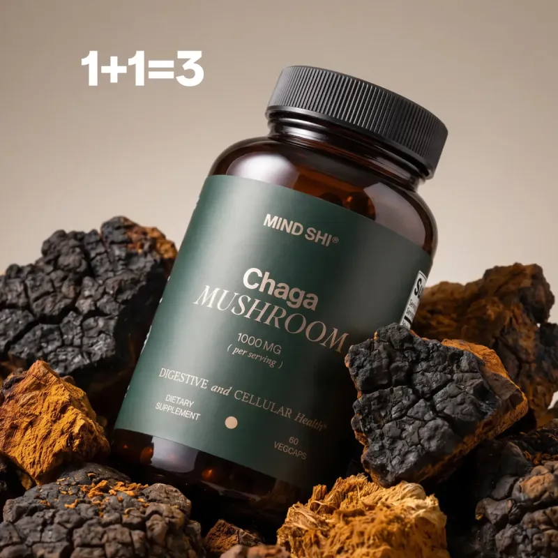 🔥Акція | 1+1 = 3 | Chaga Mushroom 1000 mg - 60 vegcaps